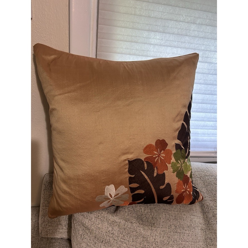 Rodeo Home Luxury Throw Pillow Embroidered Palm Leaf Floral Feather Down Filled